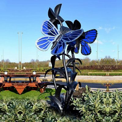 Blue Metal Butterfly Sculpture