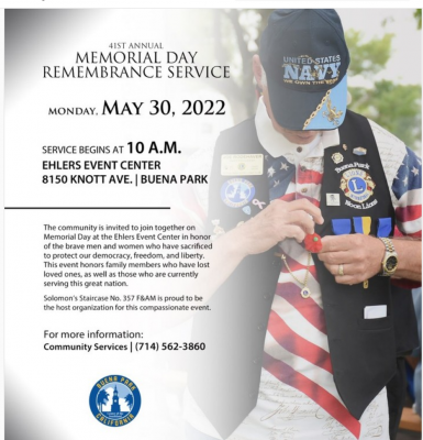 Buena Park:  Memorial Day Remembrance