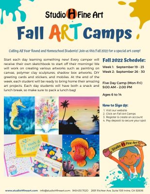 Fall Art Camps 2022 (Week 1)