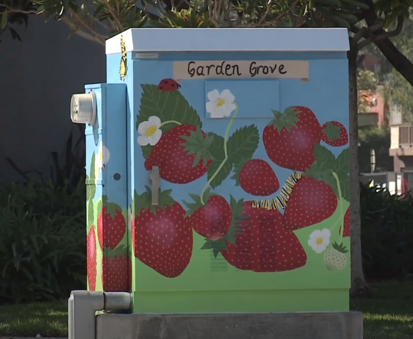 Strawberry Utility Box Mural