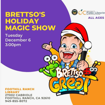 Brettso the Great at Foothill Ranch Library