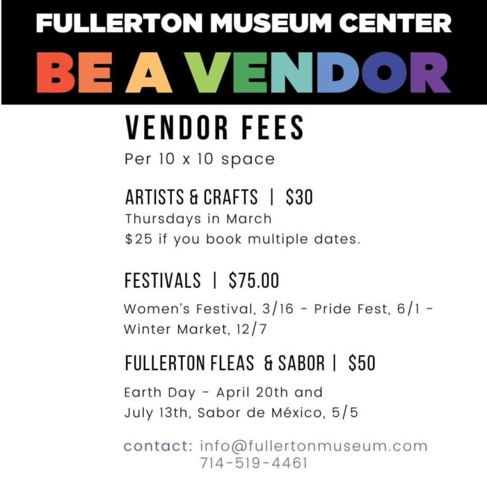 Gallery 2 - Fullerton Museum Center:  Artisan/Vendor Call